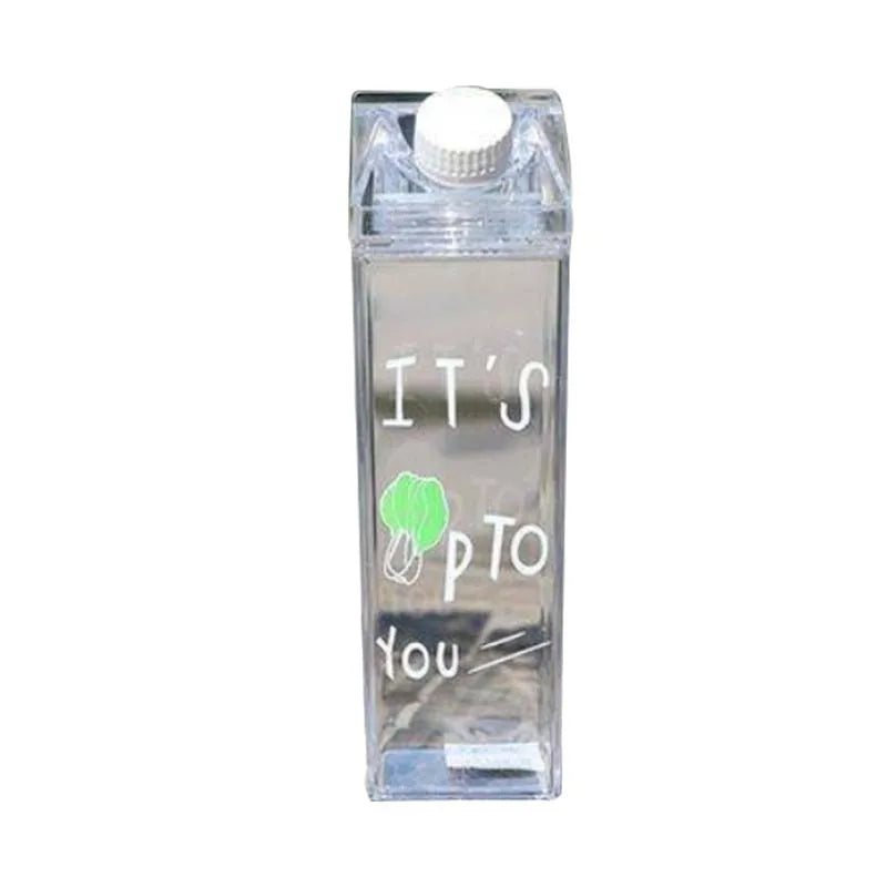 1000Ml Cute Milk Carton Bottle for Water Drinking Plastic Kettles Clear Milk Carton Sports Water Bottle Bpa Free Fruit Drinkware