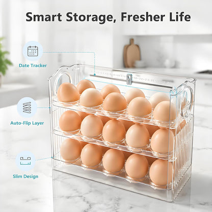 Egg Holder for Fridge, Holds 30 Eggs, Clear