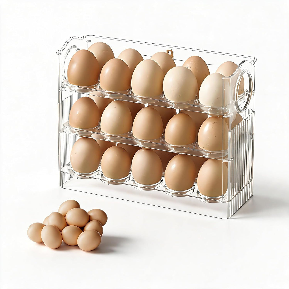 Egg Holder for Fridge, Holds 30 Eggs, Clear