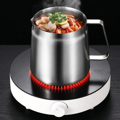 Stainless Steel 2L Deep Fryer Pot with Basket and Oil Strainer, 304 Stainless Steel Deep Frying Pot for French Fries, Chicken