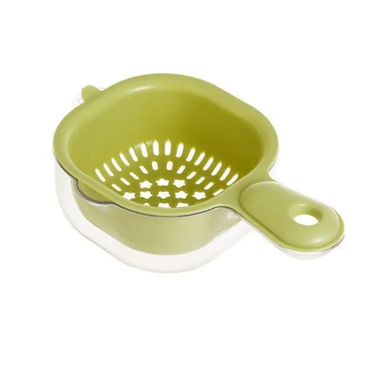 Multifunctional Double-Layer Drainage Basket Draining Bowl with Handle Kitchen Sink Drain Basket Vegetable Washing Basin