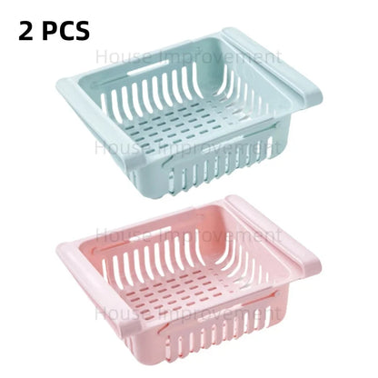 Retractable Multifunctional Tiered Refrigerator Shelf Fridge Organizer Box Fresh Divider Layer Shelf Kitchen Storage Organizer