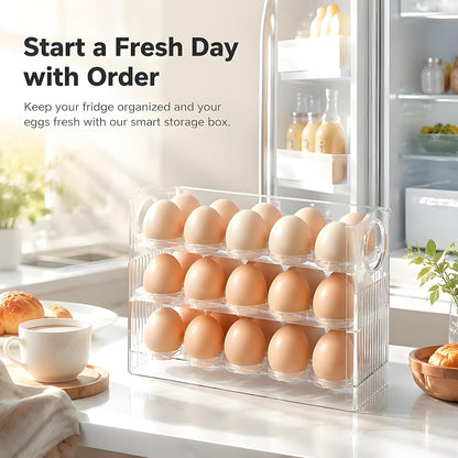 Egg Holder for Fridge, Holds 30 Eggs, Clear