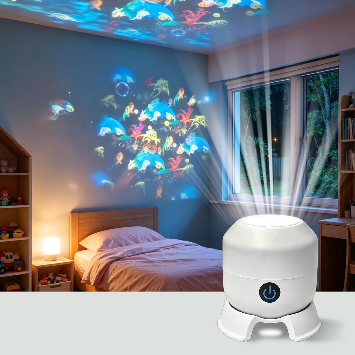 Dynamic Rotating LED Projector Light, Projector Lamp for Kids, Ocean World Projection Lamp, Adjustable Brightness, 360° Rotating Unique Base Design, for Meditation, Bedroom, Home Theater