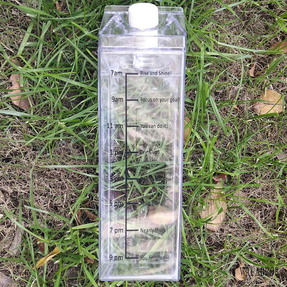 1000Ml Cute Milk Carton Bottle for Water Drinking Plastic Kettles Clear Milk Carton Sports Water Bottle Bpa Free Fruit Drinkware
