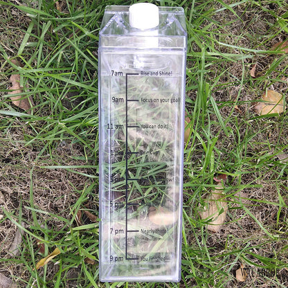 1000Ml Cute Milk Carton Bottle for Water Drinking Plastic Kettles Clear Milk Carton Sports Water Bottle Bpa Free Fruit Drinkware