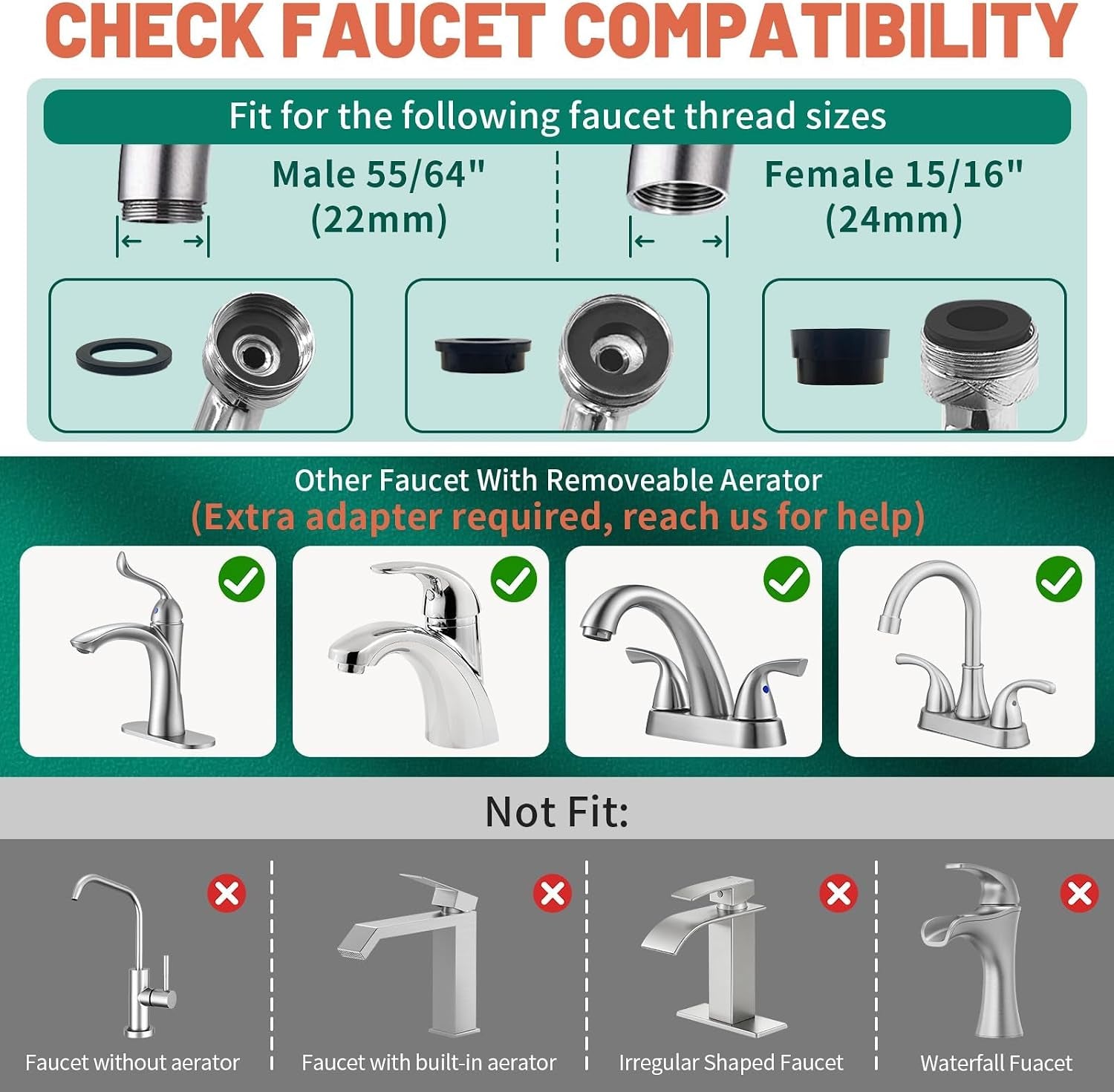 Patented  Swivel Faucet Extender Sink Aerator NSF/ANSI 372 Standard