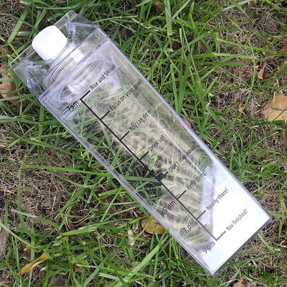 1000Ml Cute Milk Carton Bottle for Water Drinking Plastic Kettles Clear Milk Carton Sports Water Bottle Bpa Free Fruit Drinkware