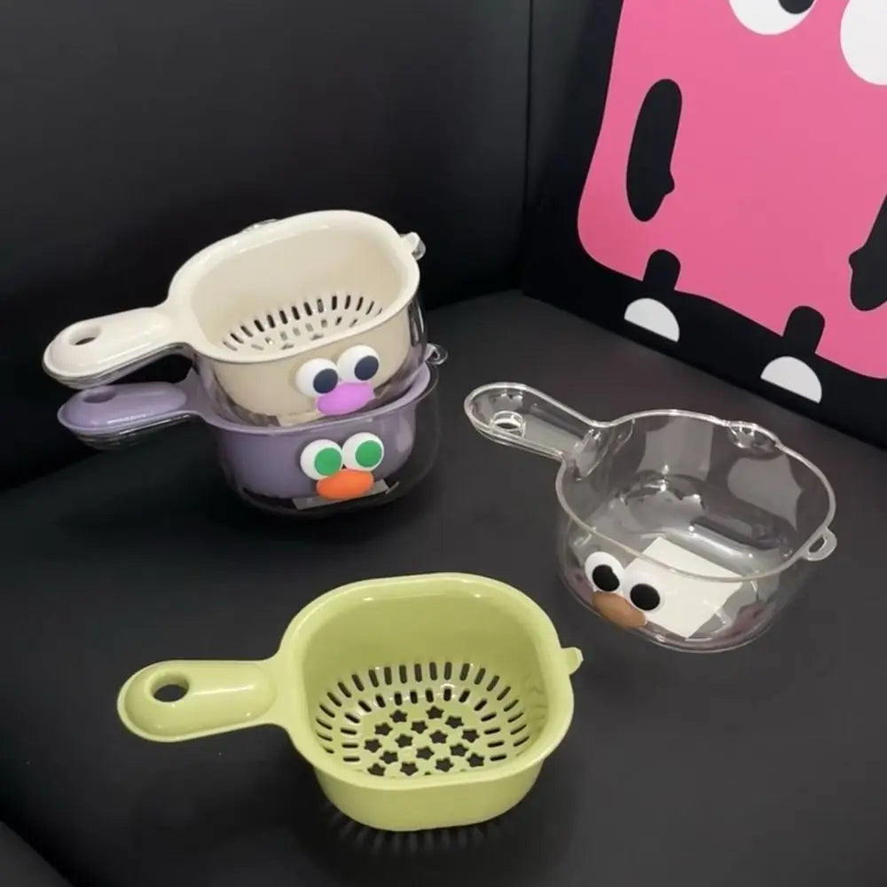 Multifunctional Double-Layer Drainage Basket Draining Bowl with Handle Kitchen Sink Drain Basket Vegetable Washing Basin