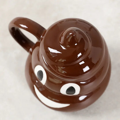 1PC 400ML Poop Coffee Cups Funny Mugs Cartoon Coffee Milk Mug Porcelain Water Cup with Handgrip Lid Tea Cup Office Drinkware