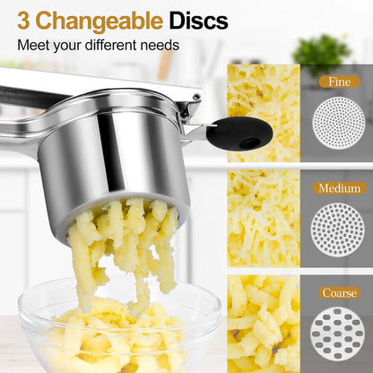 Potato Ricer, Heavy Duty Ricer for Mashed Potatoes, Large Potato Masher Stainless Steel with Ergonomic Handle, Efficiently for Fluffy Mashed Potatoes