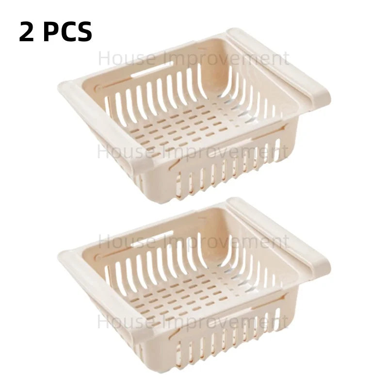 Retractable Multifunctional Tiered Refrigerator Shelf Fridge Organizer Box Fresh Divider Layer Shelf Kitchen Storage Organizer