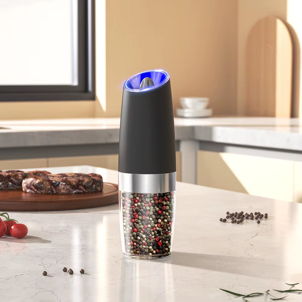 Electric Automatic Gravity-Sensing Salt and Pepper Grinder Set Adjustable Spice Mill Kitchen Tools for Cooking