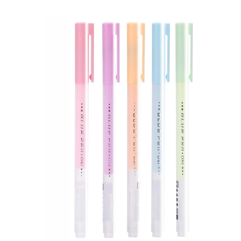 5 Colors Pen-Shaped Solid Glue Stick for Kids Quick-Drying Craft Adhesive Pen for School DIY Scrapbooking Creative Art Tools