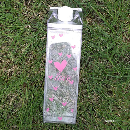1000Ml Cute Milk Carton Bottle for Water Drinking Plastic Kettles Clear Milk Carton Sports Water Bottle Bpa Free Fruit Drinkware
