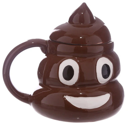 1PC 400ML Poop Coffee Cups Funny Mugs Cartoon Coffee Milk Mug Porcelain Water Cup with Handgrip Lid Tea Cup Office Drinkware