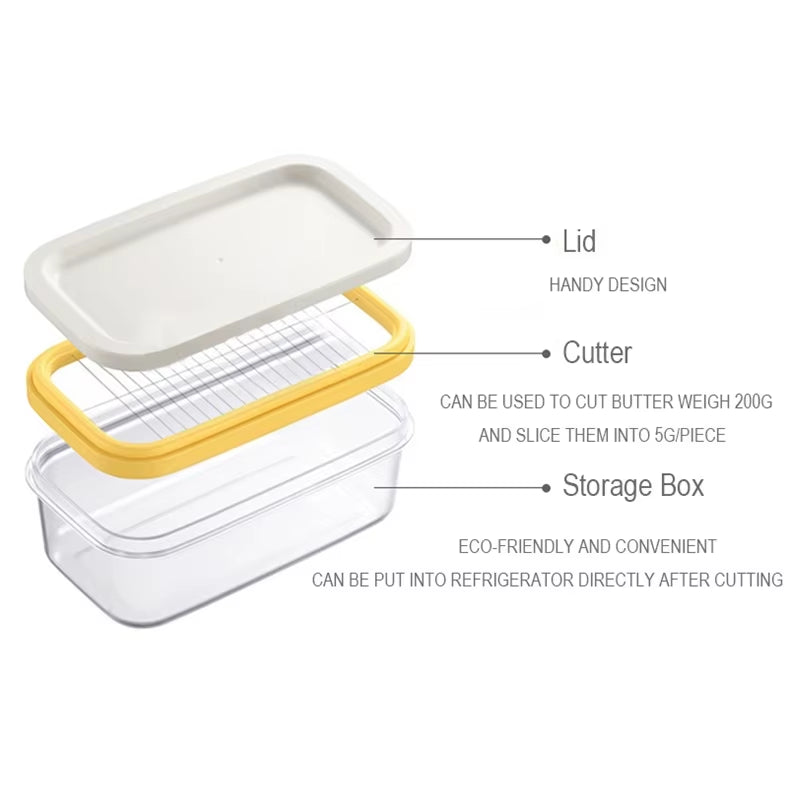 Butter Dish with Lid Rectangle Butter Keeper with Cutter Slicer Butter Box for Refrigerate Butter Container JT30