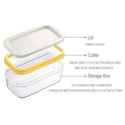 Butter Dish with Lid Rectangle Butter Keeper with Cutter Slicer Butter Box for Refrigerate Butter Container JT30