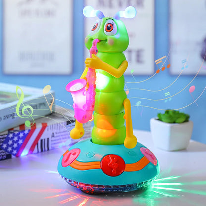 1Pcs Children'S Electric Caterpillar Saxophone Toys,Dancing Saxophone Caterpillar,Led Light Caterpillar Saxophone Toy Wriggle Ca