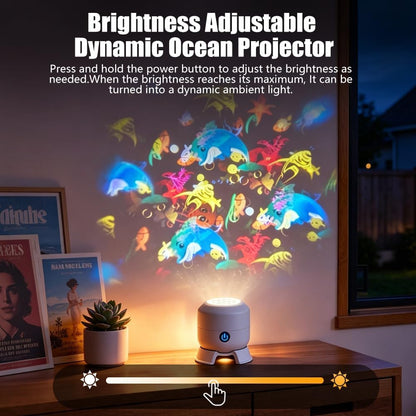 Dynamic Rotating LED Projector Light, Projector Lamp for Kids, Ocean World Projection Lamp, Adjustable Brightness, 360° Rotating Unique Base Design, for Meditation, Bedroom, Home Theater