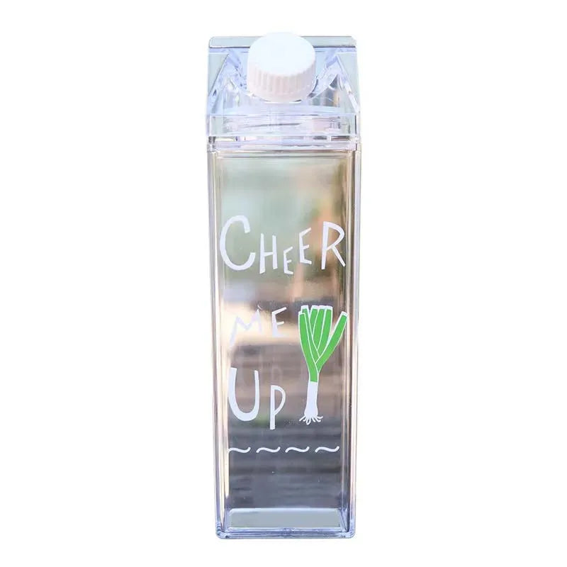 1000Ml Cute Milk Carton Bottle for Water Drinking Plastic Kettles Clear Milk Carton Sports Water Bottle Bpa Free Fruit Drinkware