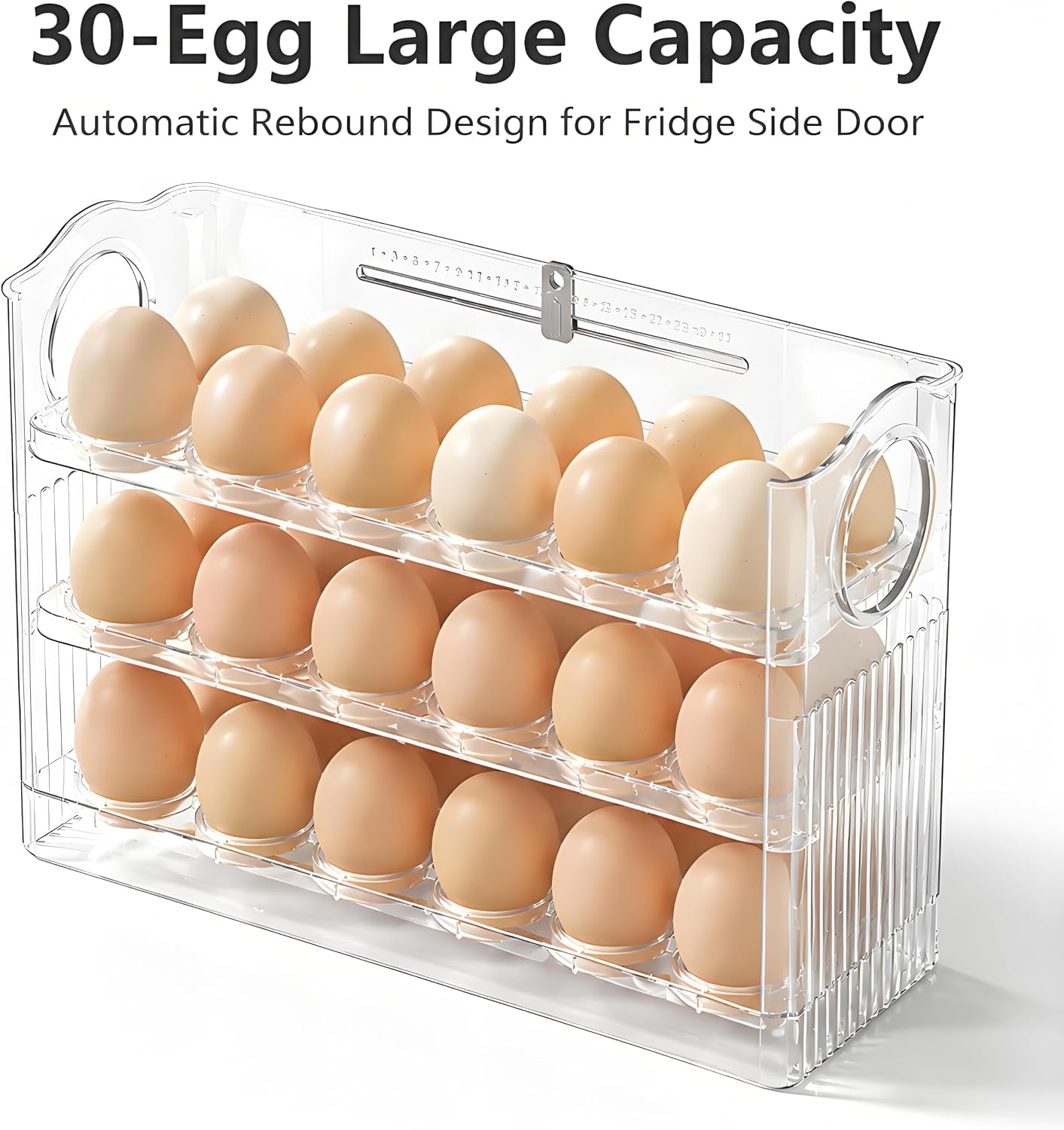 Egg Holder for Fridge, Holds 30 Eggs, Clear