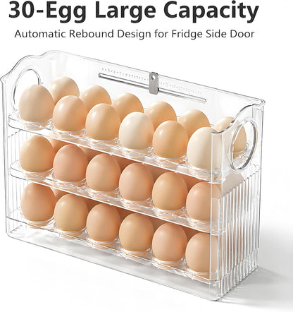 Egg Holder for Fridge, Holds 30 Eggs, Clear