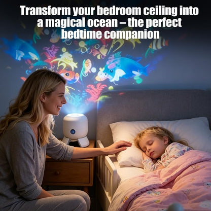 Dynamic Rotating LED Projector Light, Projector Lamp for Kids, Ocean World Projection Lamp, Adjustable Brightness, 360° Rotating Unique Base Design, for Meditation, Bedroom, Home Theater