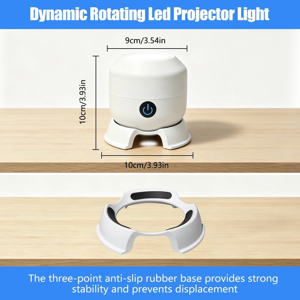 Dynamic Rotating LED Projector Light, Projector Lamp for Kids, Ocean World Projection Lamp, Adjustable Brightness, 360° Rotating Unique Base Design, for Meditation, Bedroom, Home Theater