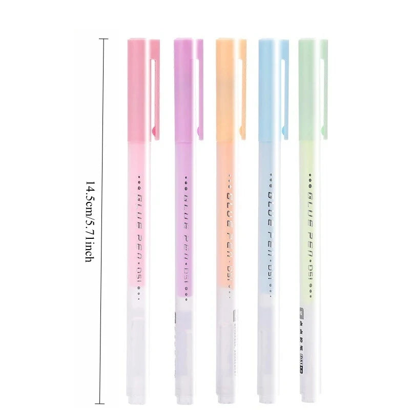 5 Colors Pen-Shaped Solid Glue Stick for Kids Quick-Drying Craft Adhesive Pen for School DIY Scrapbooking Creative Art Tools