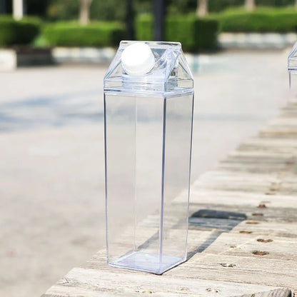 1000Ml Cute Milk Carton Bottle for Water Drinking Plastic Kettles Clear Milk Carton Sports Water Bottle Bpa Free Fruit Drinkware