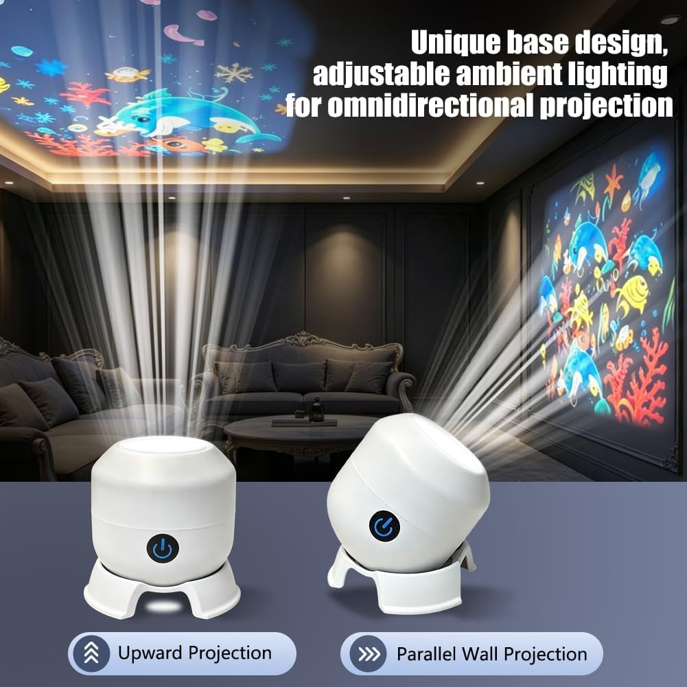 Dynamic Rotating LED Projector Light, Projector Lamp for Kids, Ocean World Projection Lamp, Adjustable Brightness, 360° Rotating Unique Base Design, for Meditation, Bedroom, Home Theater