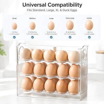 Egg Holder for Fridge, Holds 30 Eggs, Clear