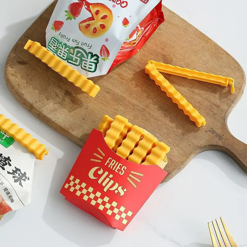 12PCS Magnetic Refrigerator Snack Sealing Clamps French Fry Shape Food Mini Clips for Sealing Plastic Bags
