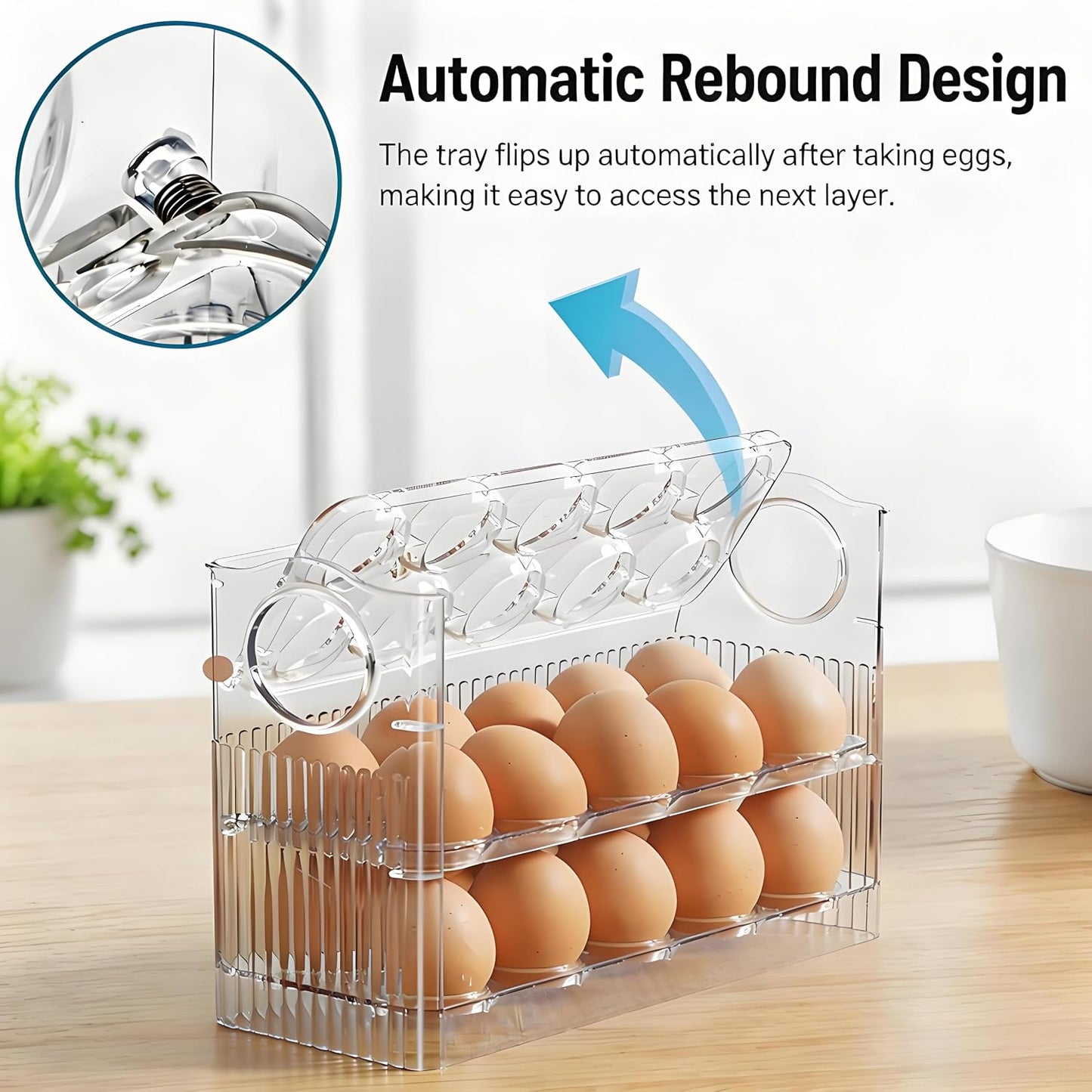 Egg Holder for Fridge, Holds 30 Eggs, Clear