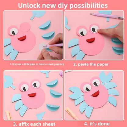 5 Colors Pen-Shaped Solid Glue Stick for Kids Quick-Drying Craft Adhesive Pen for School DIY Scrapbooking Creative Art Tools