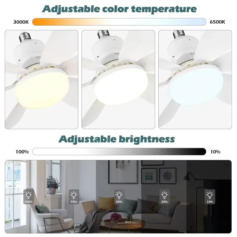 E27 with Remote LED 30W Ceiling Fan Light Dimming Function Suitable for Living Room Study and Home Use 85-265V