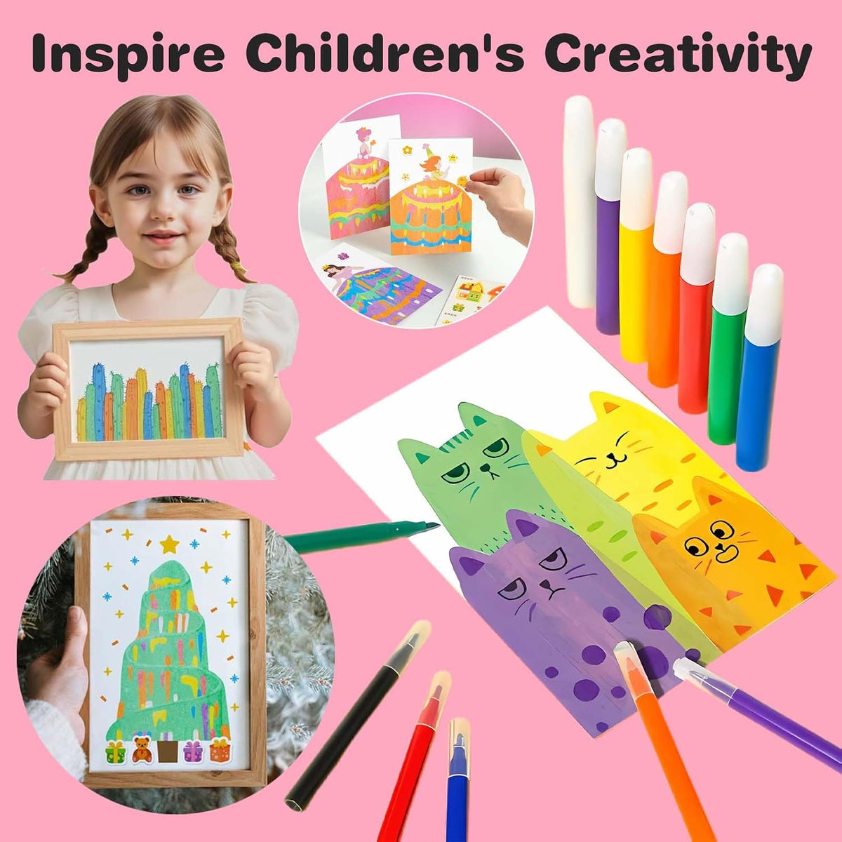 Squeegee Art Craft Kit, Creative Painting Kit for Kids, Rainbow Scratch Paper Art Set Notebooks, Magic Dot Scratch Painting Party DIY Gifts for Girls and Boys