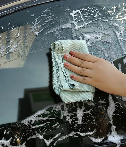 10Pcs Microfiber Glass Cleaning Cloth Rag Lint-Free for Windows Car Kitchen Mirror No Trace Reusable Fish Scale Rag Polishing