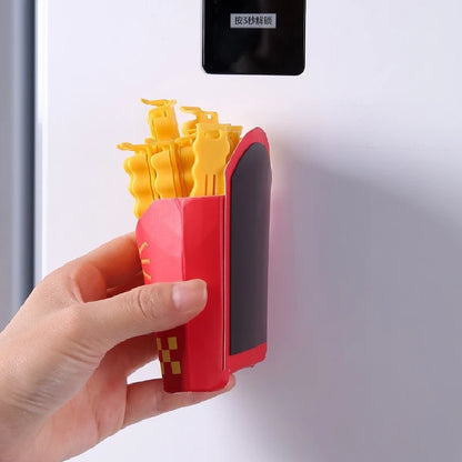 12PCS Magnetic Refrigerator Snack Sealing Clamps French Fry Shape Food Mini Clips for Sealing Plastic Bags