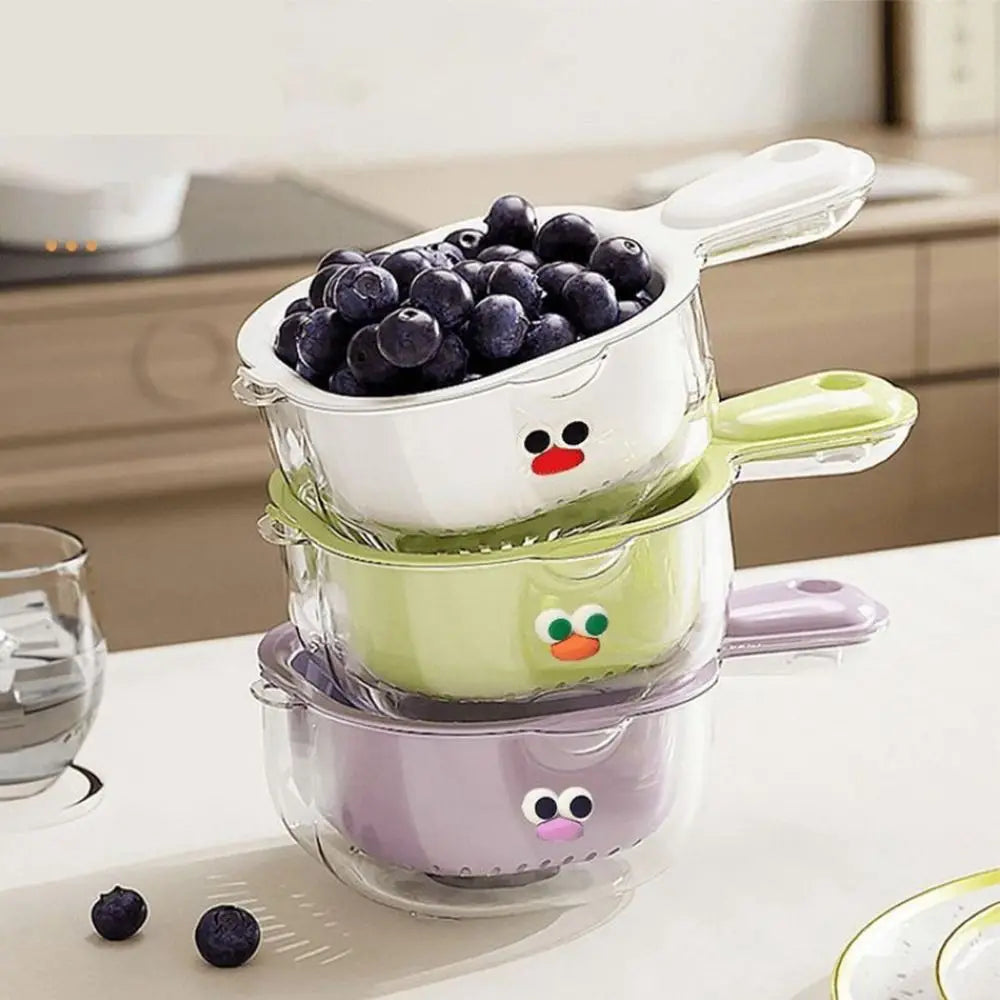 Multifunctional Double-Layer Drainage Basket Draining Bowl with Handle Kitchen Sink Drain Basket Vegetable Washing Basin
