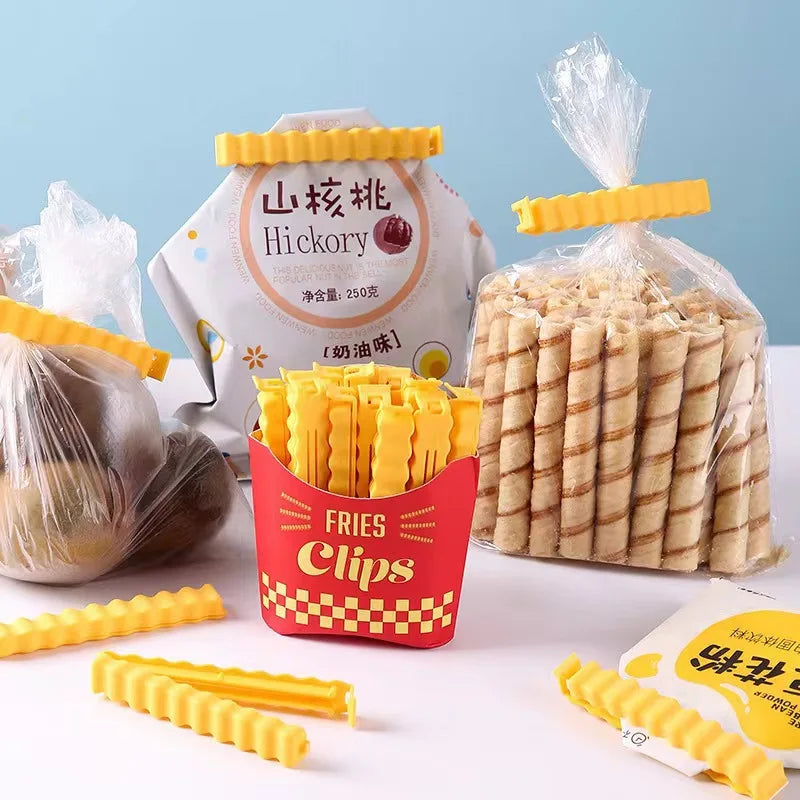 12PCS Magnetic Refrigerator Snack Sealing Clamps French Fry Shape Food Mini Clips for Sealing Plastic Bags