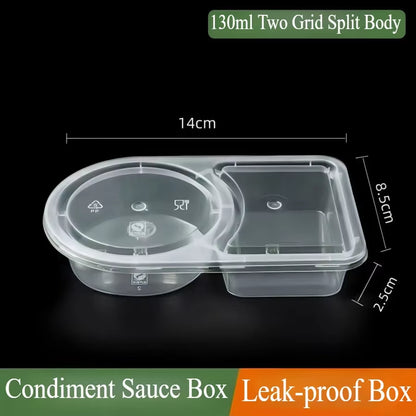 25/130Ml Double Compartment Condiment Container with Lid Snack Container for Sauce Sampling Travel Snack Reusable Seasonings Box